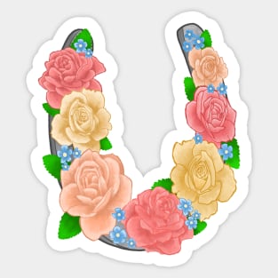 Flowers on a horse shoe Sticker